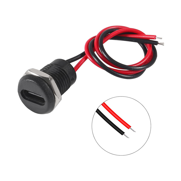 فیش مادگی usb تایپ سی گرد مهره خور سیم دار